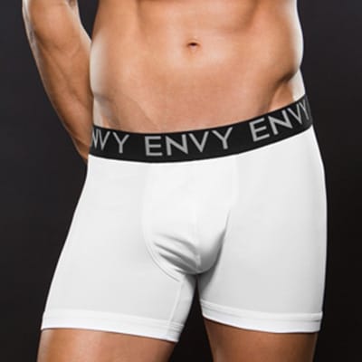 Envy Logo Microfibre Low-Rise Boxer White Main - Aphrodite's Pleasure
