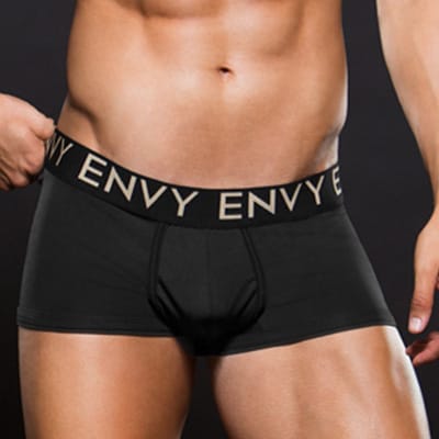 Envy Logo Microfibre Low-Rise Trunk Black Main - Aphrodite's Pleasure