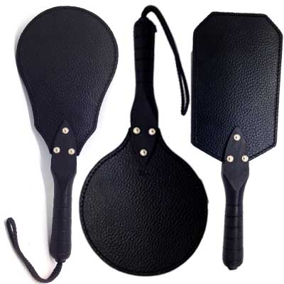 Leather Paddles with Wooden Handle - Aphrodite's Pleasure