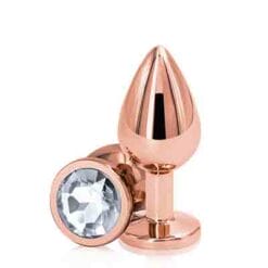 Rear Assets Clear Round Small Plug - Rose Gold - Aphrodite's Pleasure
